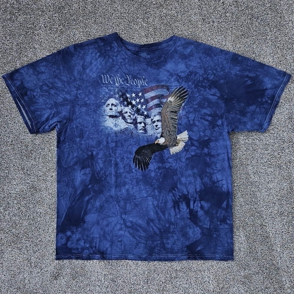 The Mountain Mt Rushmore We The People Blue Eagle USA Flag Patriotic Shirt XL